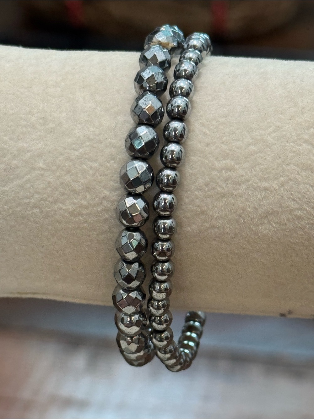Pair of Metallic Bead Stretch Bracelets